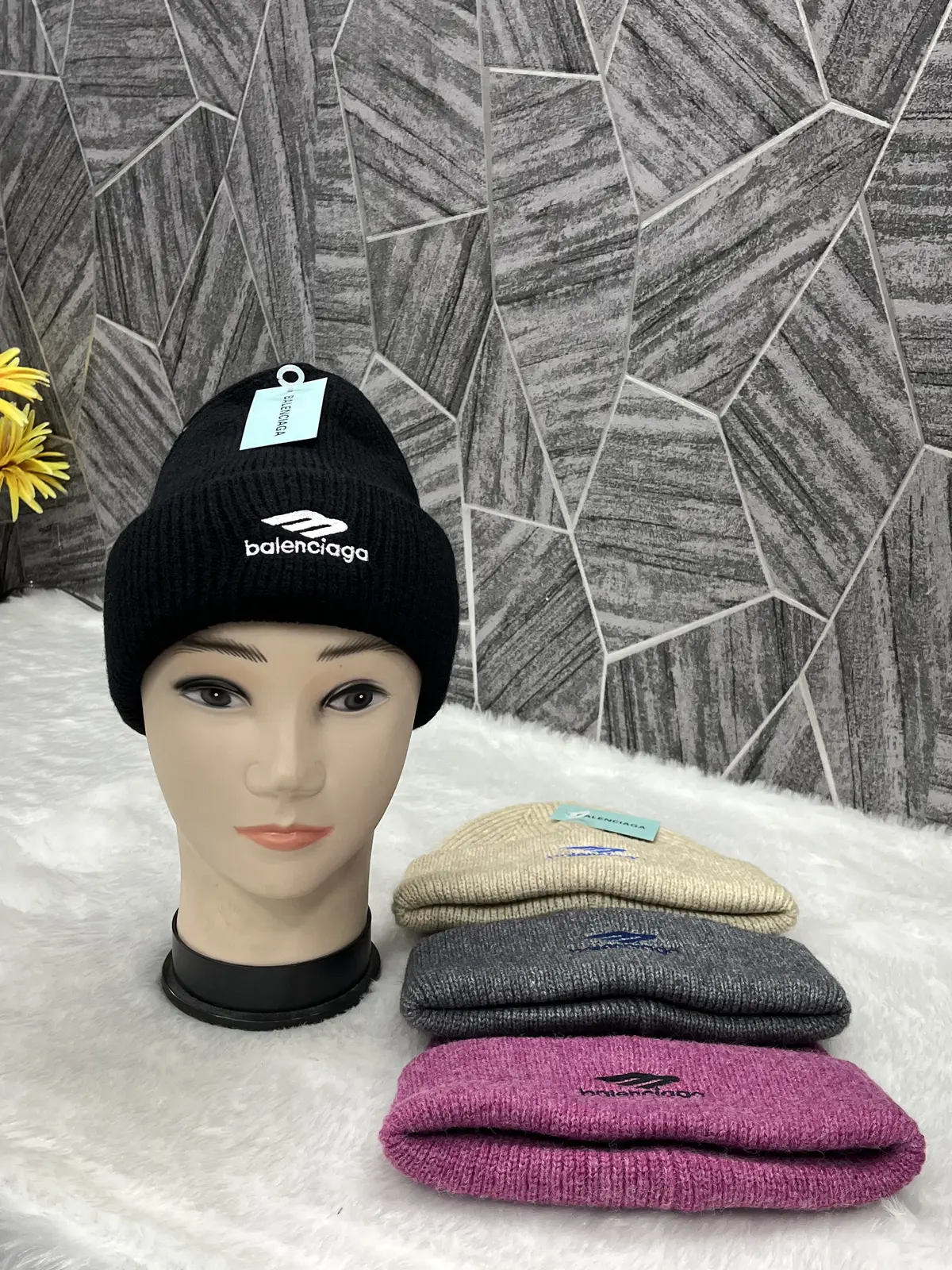 Balenciaga Knit Winter Beanie Cap (Black) Premium Unisex With Safety Box - Image 2