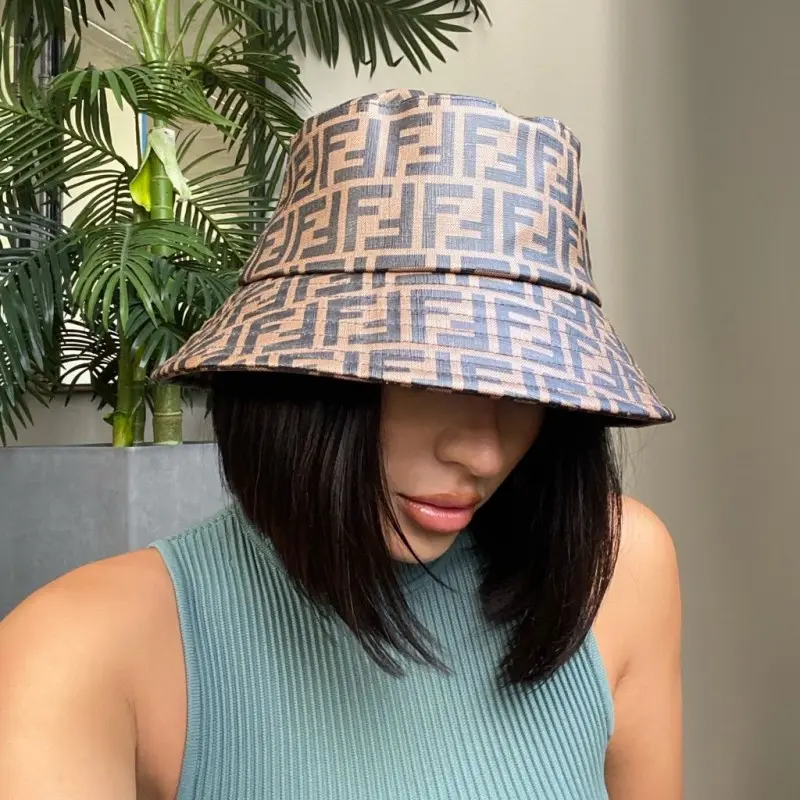 Fendi FF Monogram Premium Bucket Hat With Brand Polly Bag - Image 3