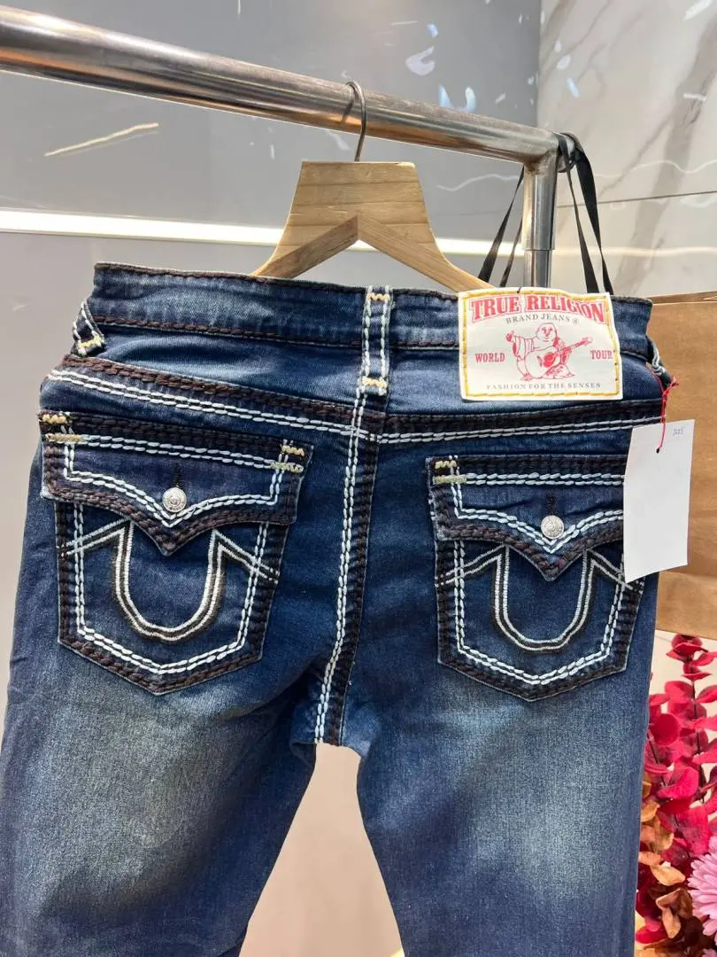 True Religio n Blue Shade Straight fit Premium Imported Stretchable Lycra Fabric Denim with Back Flap pocket Design 3625 - Image 3