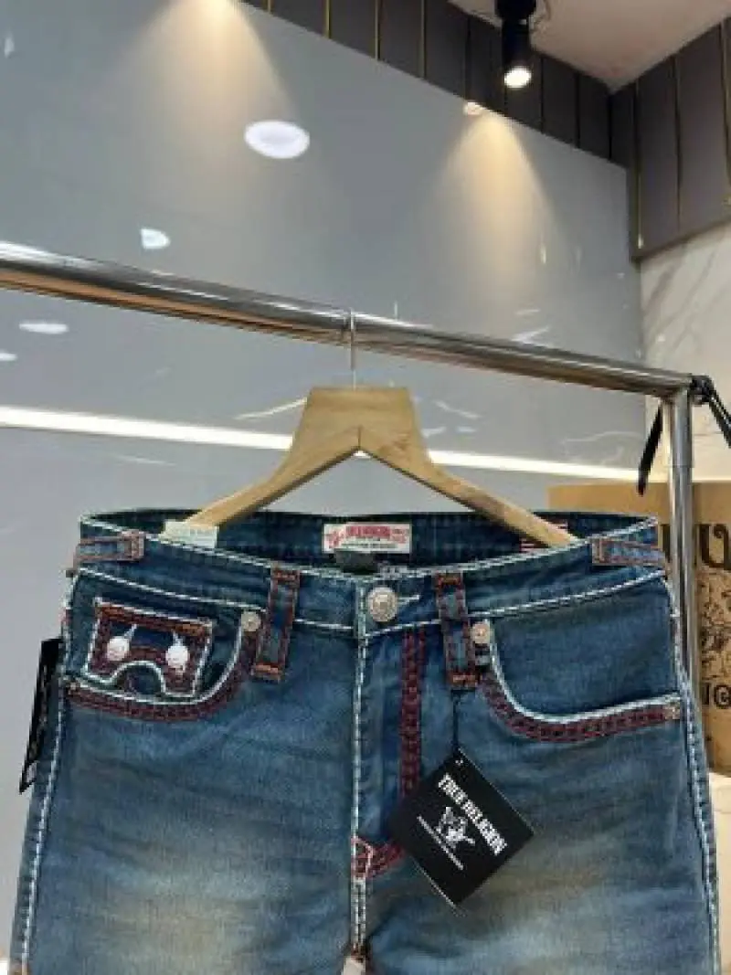 True Religion Light shade Boot Cut Premium Imported Stretchable Lycra Fabric Denim with Back Pocket Embroidered Design 4109 - Image 4