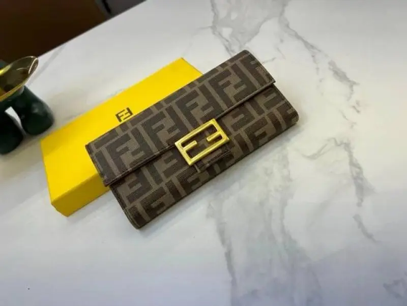 Fendi Baguette Long Wallet With OG Box (Brown-833)