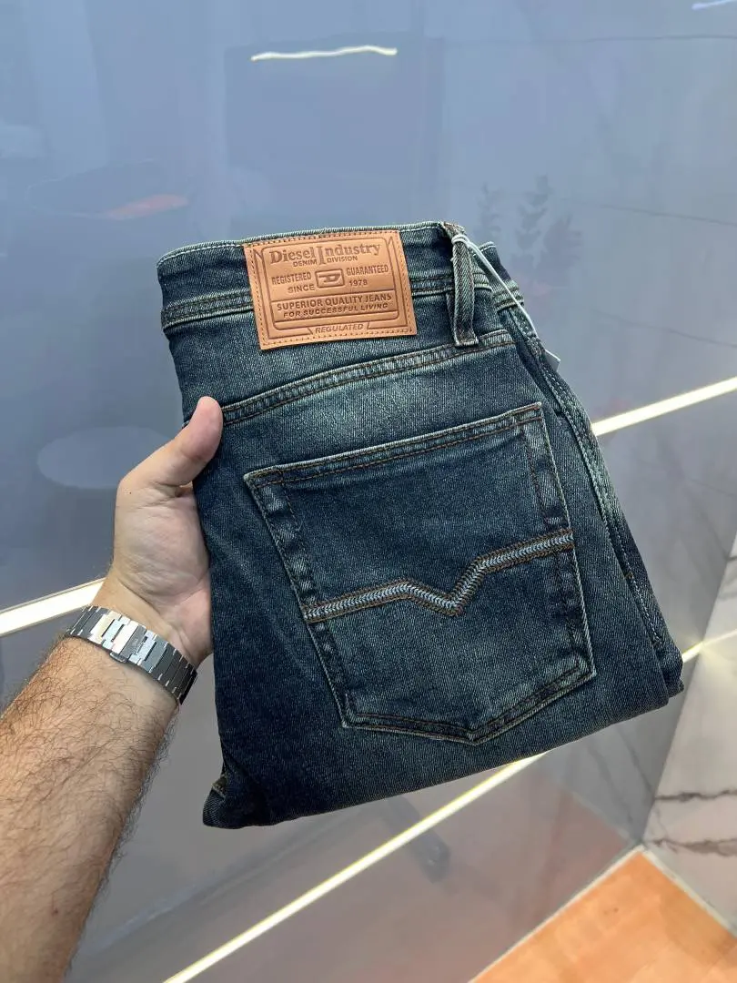 Diesel Green Shade Premium Imported Stretchable Lycra Fabric Straight Fit Denim with Embroidered Logo 3016 - Image 2