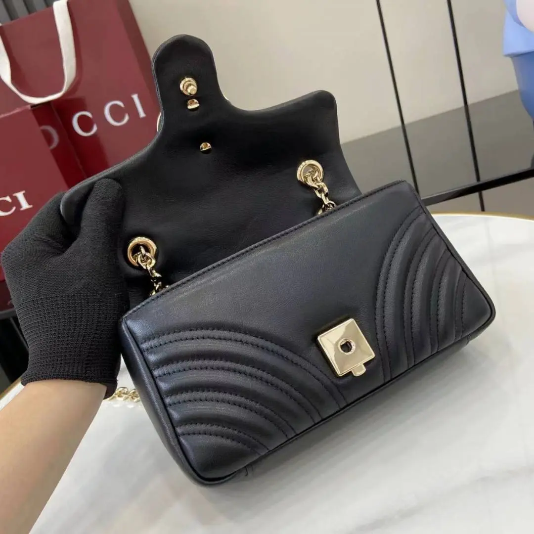Gucci GG Marmont Premium Shoulder Bag With OG Double Box & Premium Dust Bag & Carry Bag & Accessories (Black - 1229) - Image 2