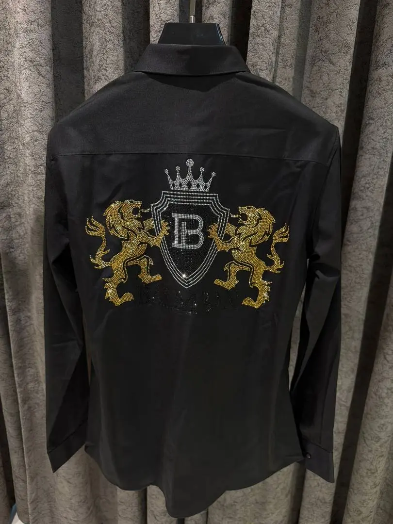 Balmain IMPORTED STORE ARTICLE DIAMOND CHINA SHIRT GREEN - Image 5