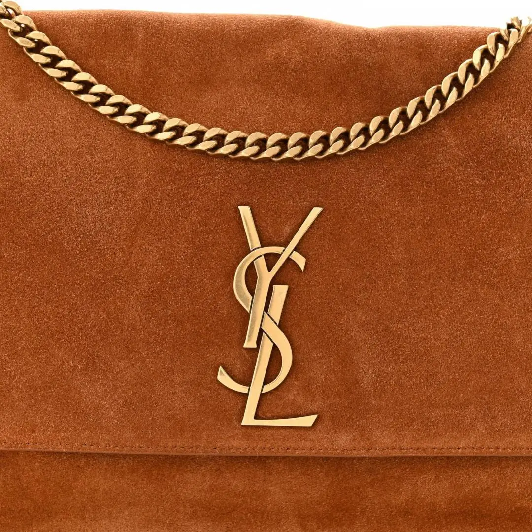 YSL Saint Laurent Kate Reversible Suede Shoulder Bag With OG Magnetic Box & Dust Bag (Tan - 1188) - Image 2
