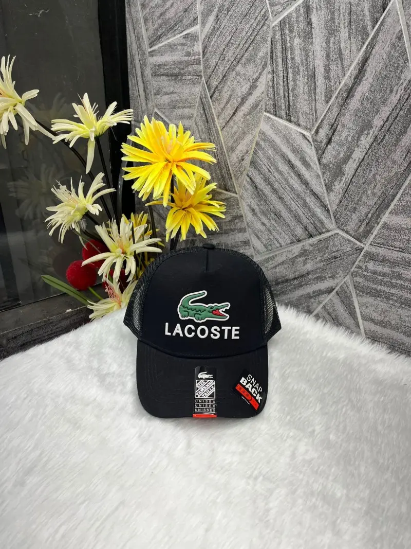 Lacoste Crocodile Front Logo Net Premium Unisex Cap With Safety Box (Black) - Image 5