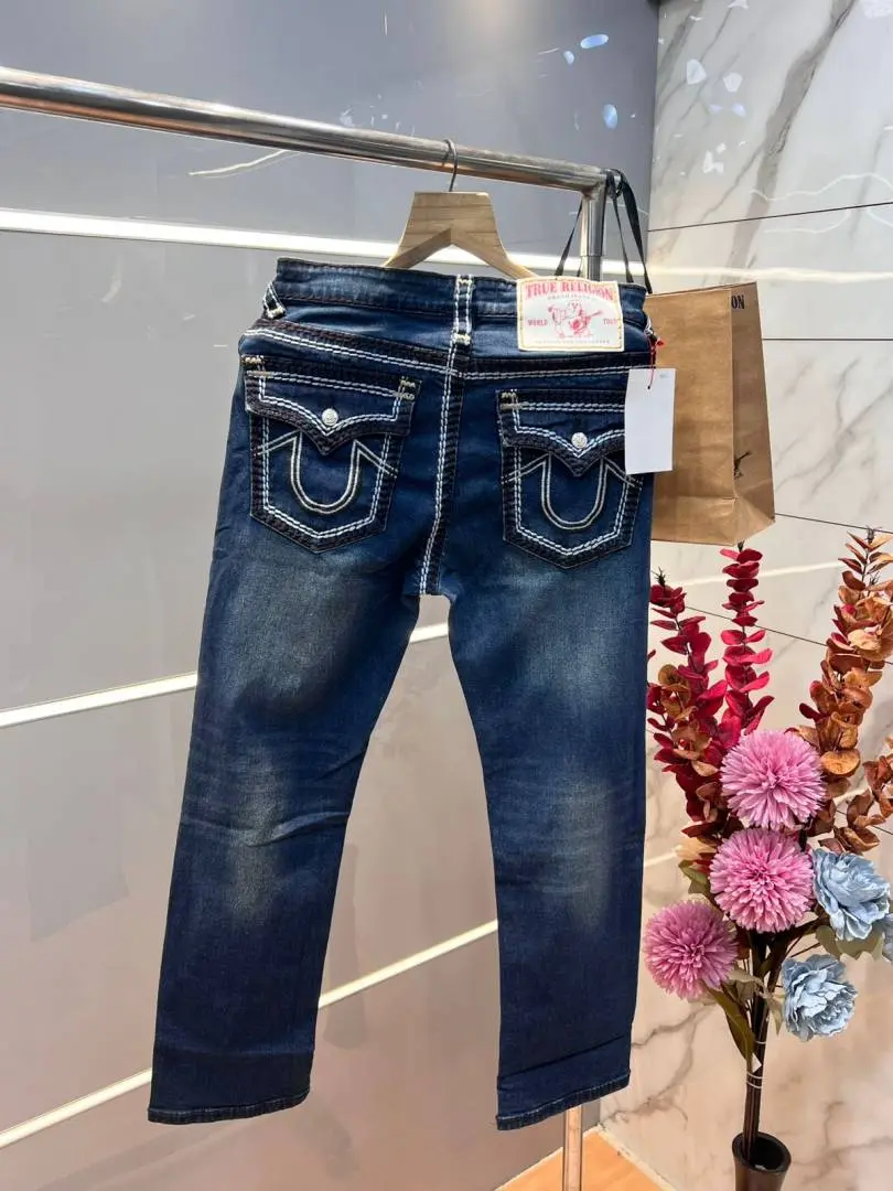 True Religio n Blue Shade Straight fit Premium Imported Stretchable Lycra Fabric Denim with Back Flap pocket Design 3625 - Image 4