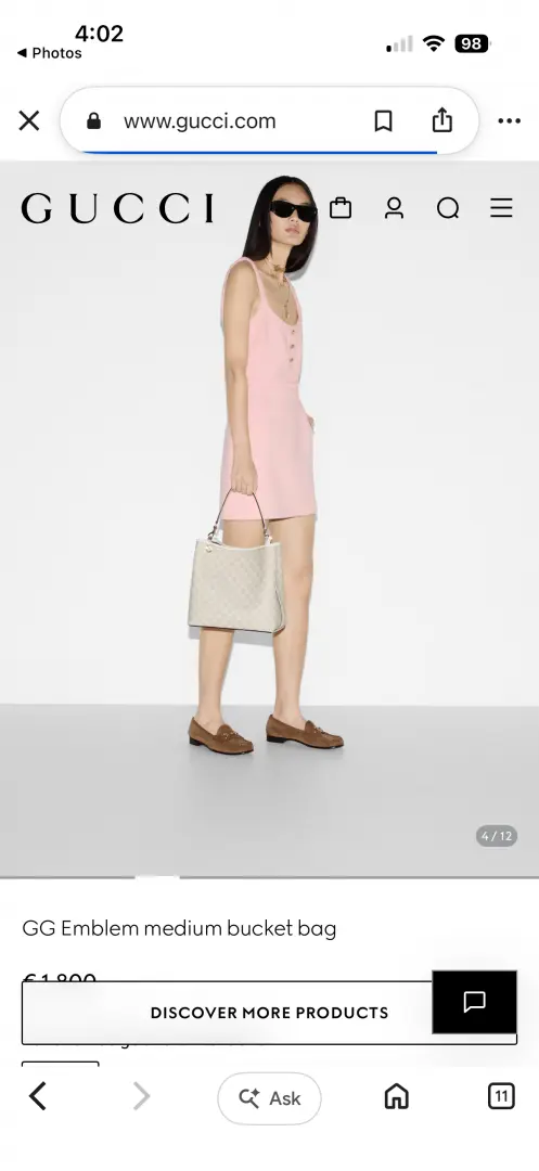 Gucci GG Emblem CB White Medium Bucket With Original DustCover & CarryBag - Image 3