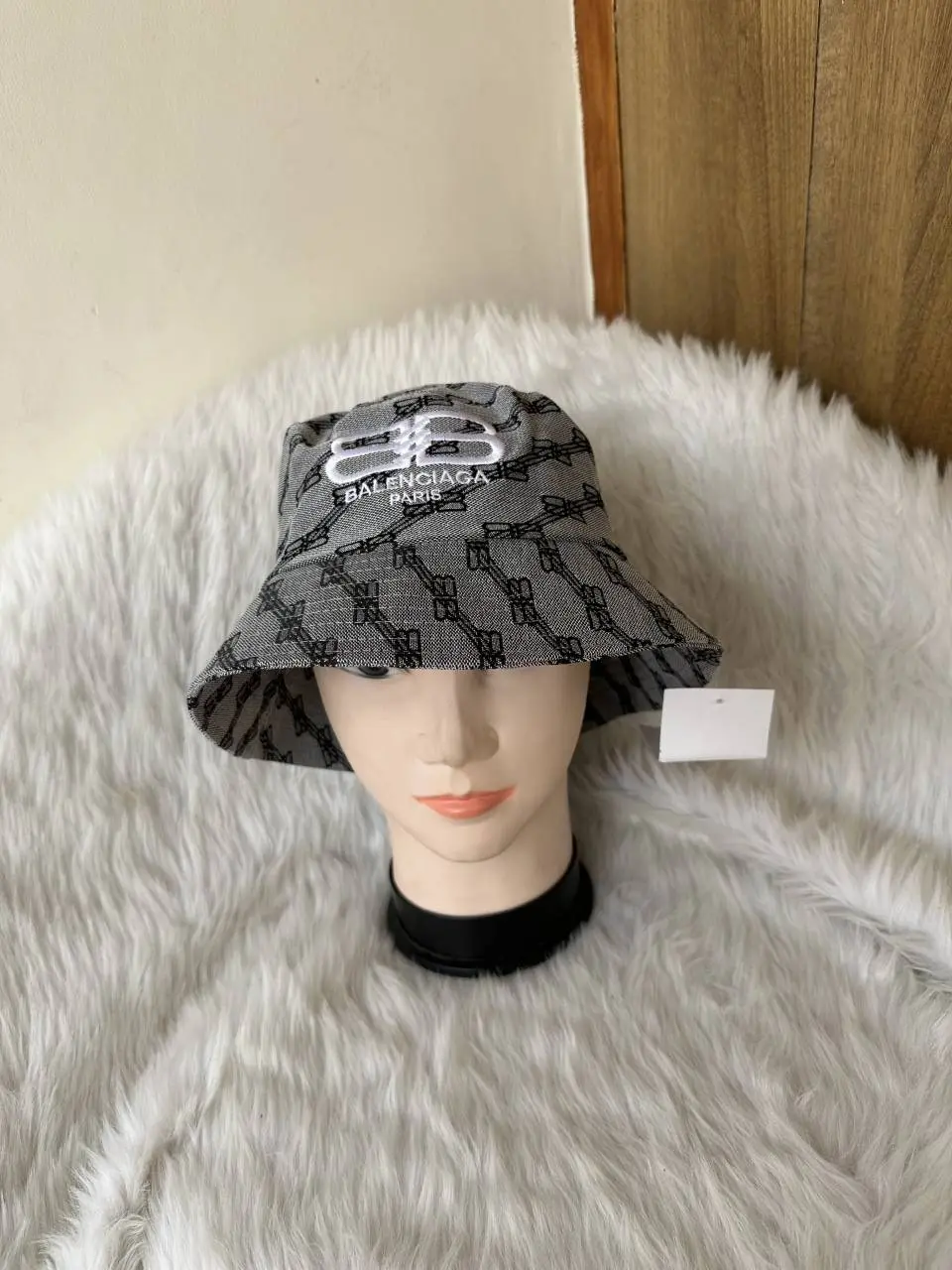 Balenciaga BB Monogram Grey Premium Unisex Bucket Hat With Safety Box - Image 2