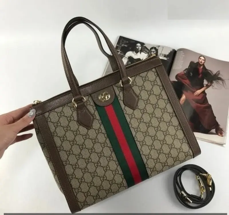 Gucci GG Ophidia Supreme Signature Tote Bag With Double OG Magnetic Box & Dust Bag (Brown-816) - Image 2