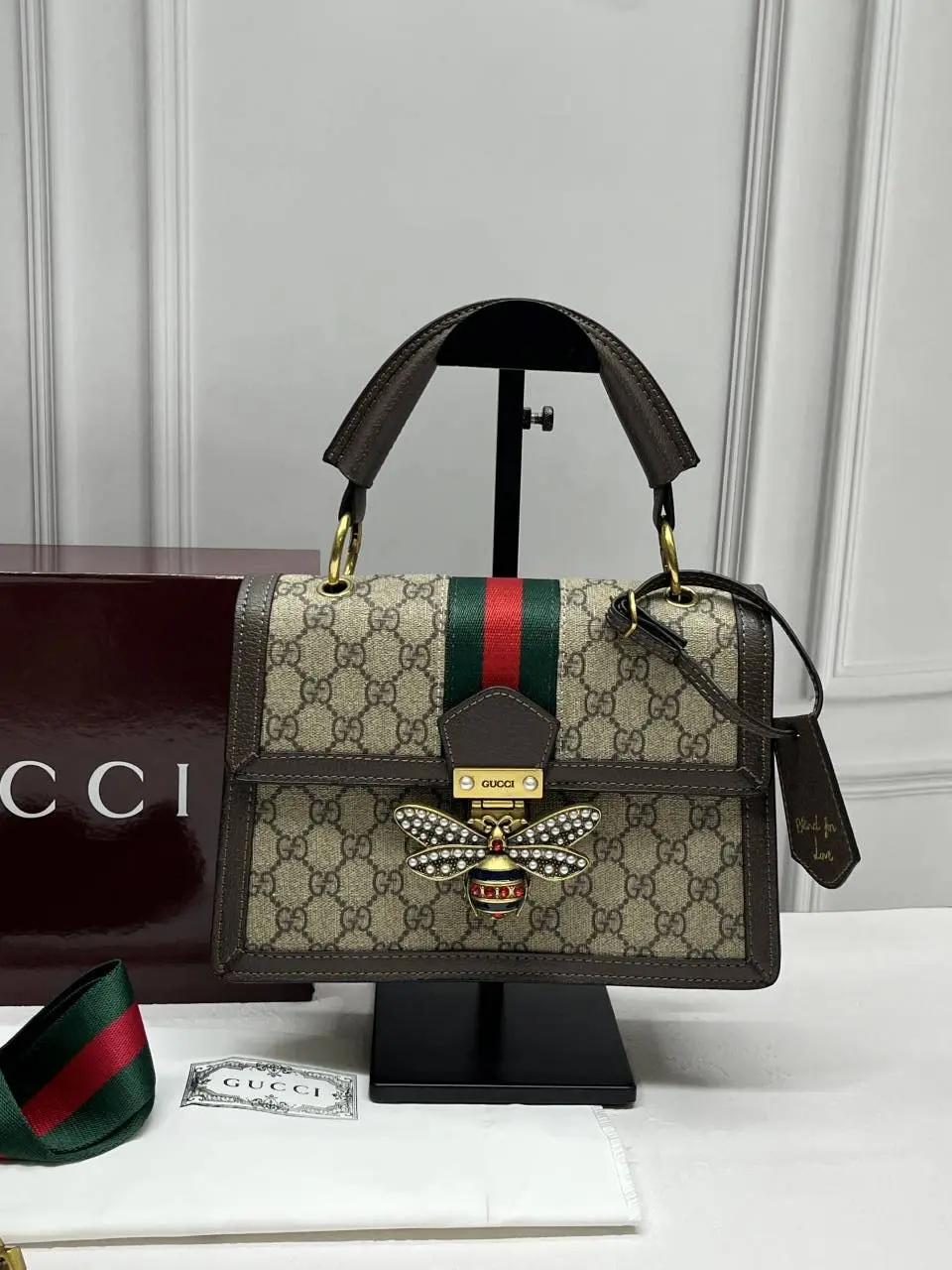 Gucci Bee Queen Margaret Top Handle ShoulderBag With OriginalBox DustCover Highend - Image 4