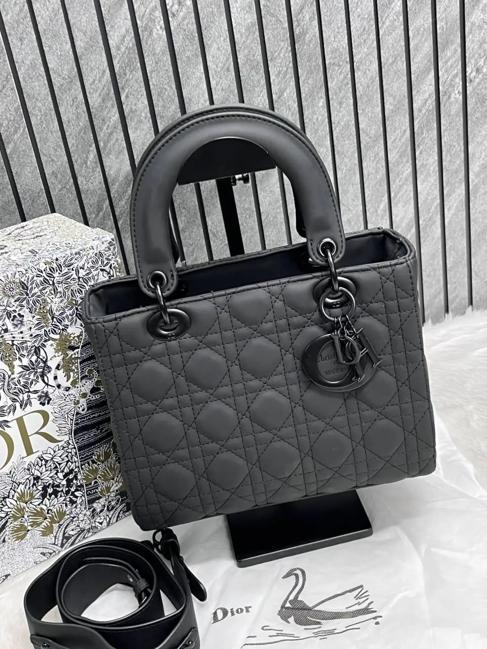 Dior 6099-1 Lady Matte Black Large Size With Original Box & DustCover - Image 5