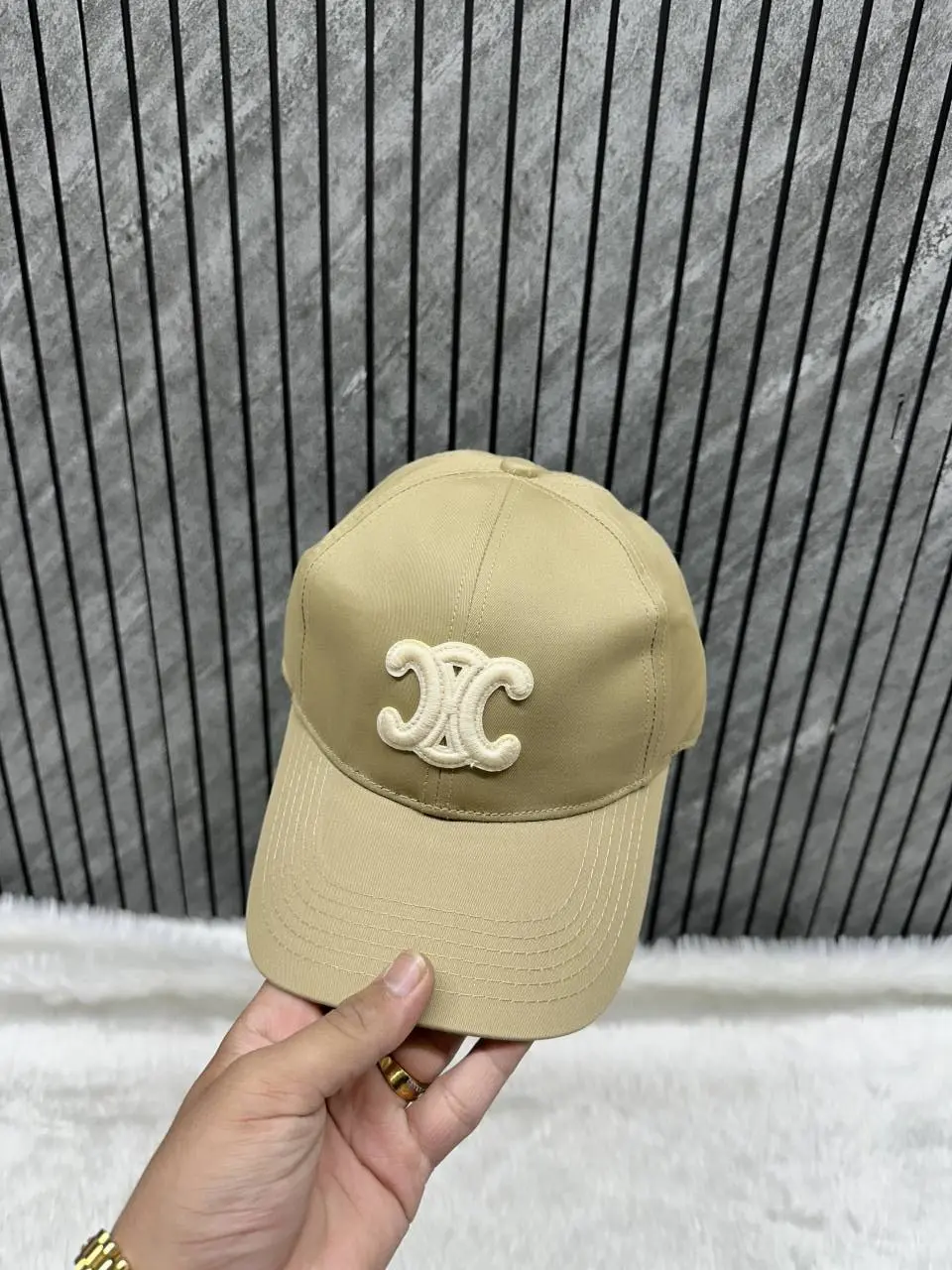 Celine Triomphe Camel White Front Logo Premium Unisex Cap - Image 2