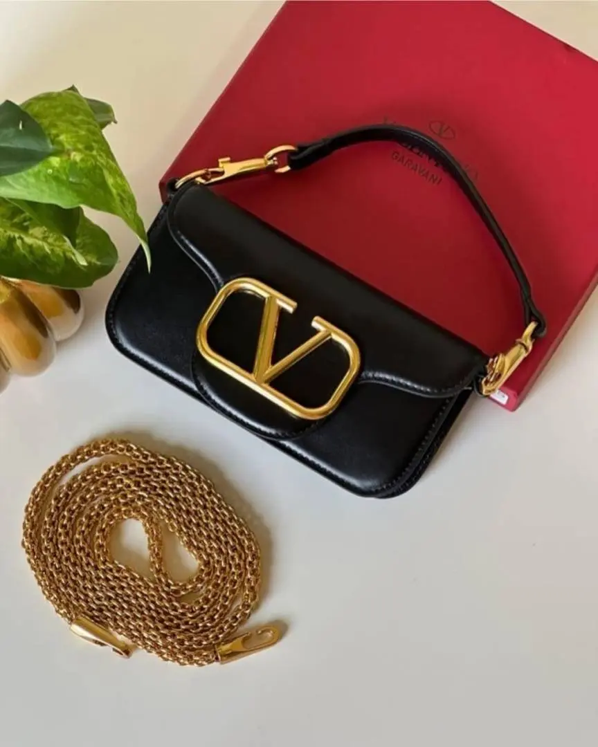 Valentino V Lock Black Small Shoulder Bag With Original Box - Image 2