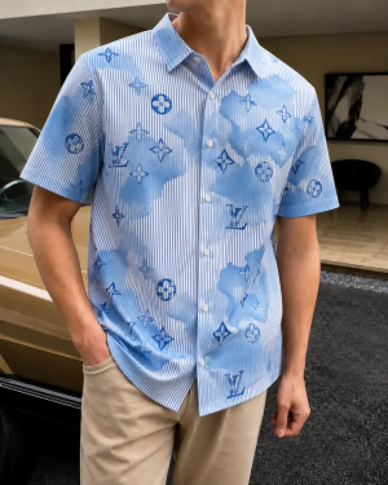 Lv imported Half Sleeves Shirt Sky blue - Image 3