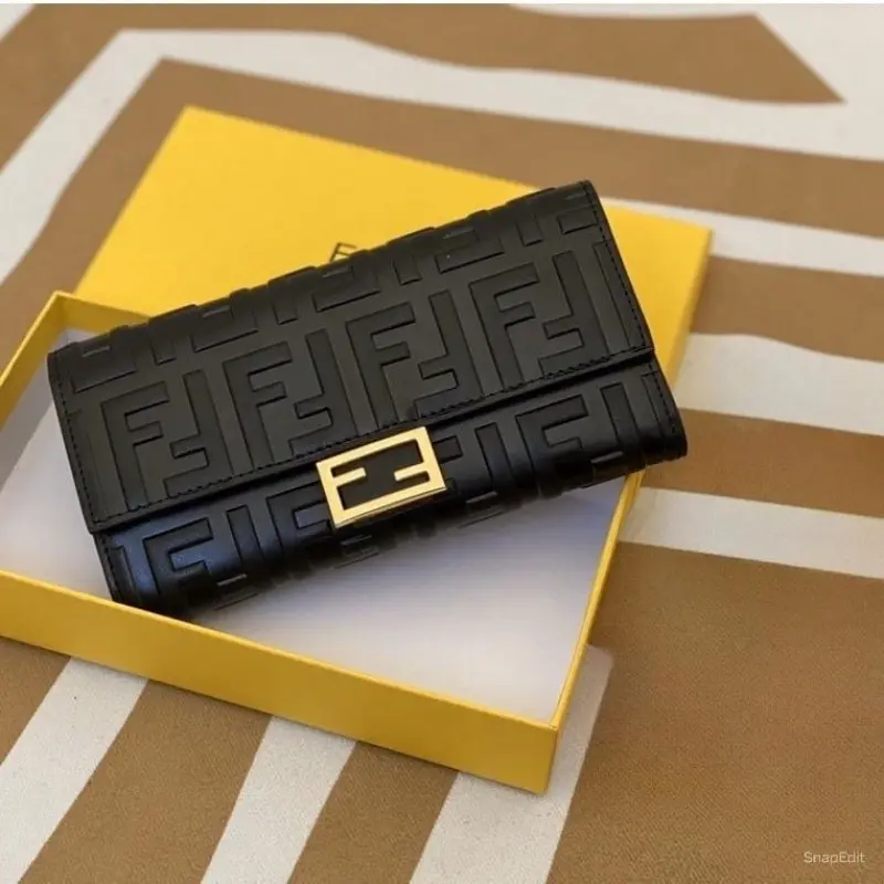 Fendi Baguette Long Wallet With OG Box (Black-832) - Image 2