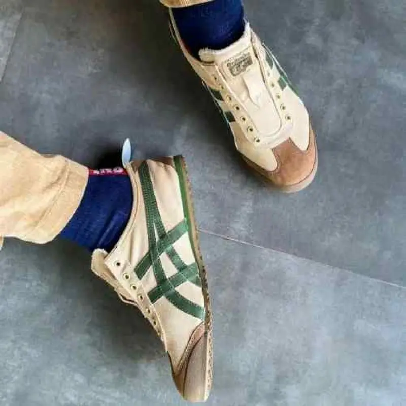 Onitsuka Tigerr Mexico 66 Slip On Beige Grass Green 1251 - Image 4