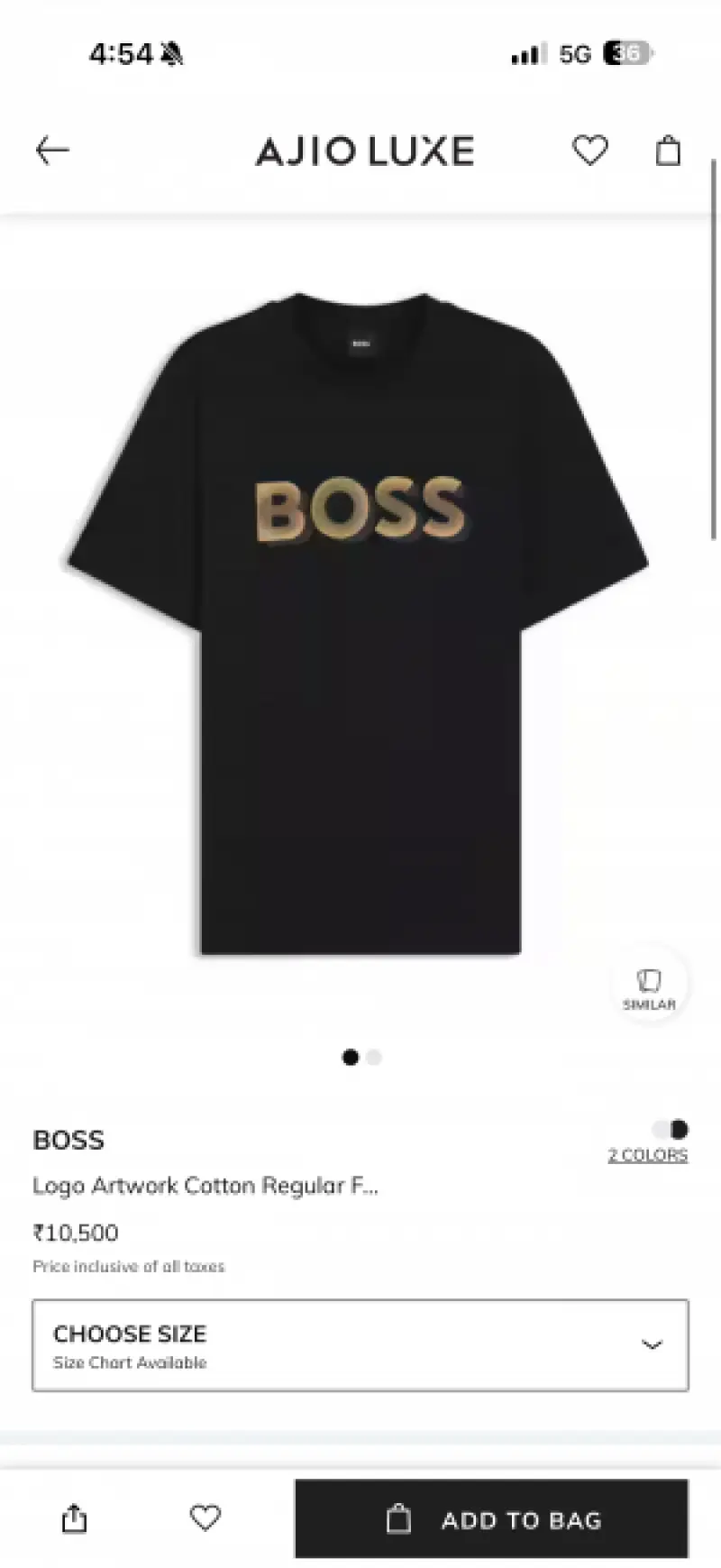 No return Hugo Bos imported Tshirt Balck