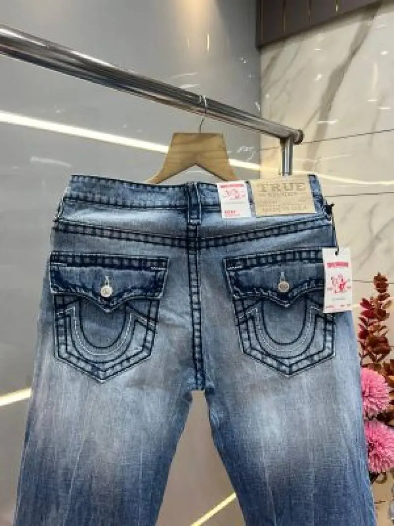 True Religion Straight fit Premium Imported Stretchable Lycra Fabric Denim with Back Pocket Embroidered Design 3948 - Image 5