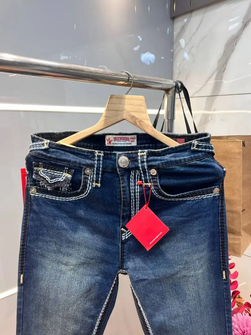 True Religio n Blue Shade Straight fit Premium Imported Stretchable Lycra Fabric Denim with Back Flap pocket Design 3625 - Image 2