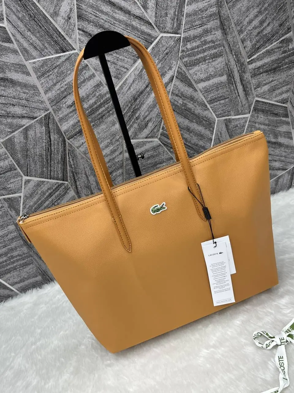 Lacoste Leather Tote Tan Premium With Original Packing - Image 3