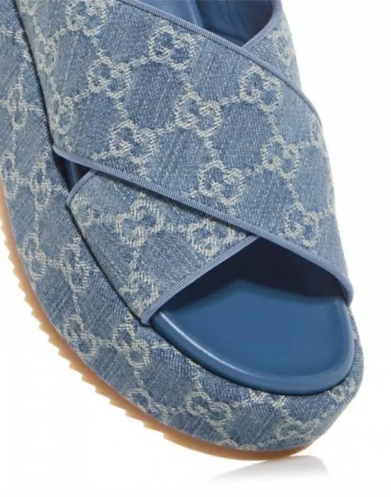 Gucci GG Angelina Platform Denim Slides For Women With Original Box And Carry Bag - Image 7