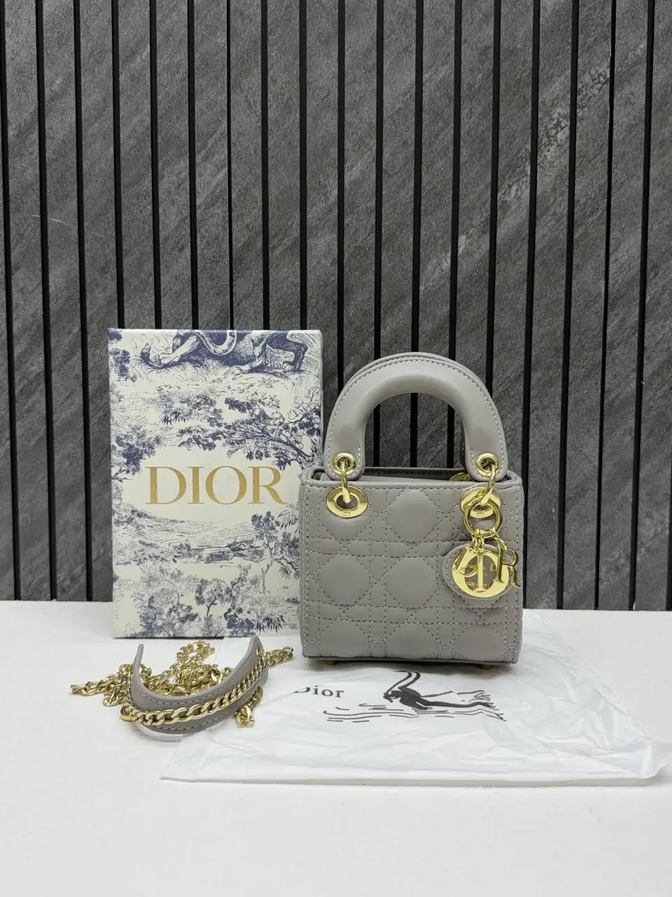 Dior 662 Lady Dioor Nano Gray With Original Box Packing