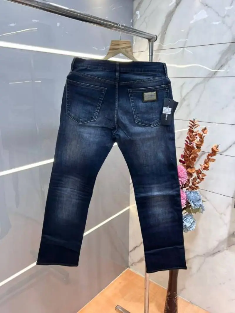 Dolce and gabbana blue shade premium imported stretchable lycra fabric straight fit denim with metal logo 3661 - Image 4