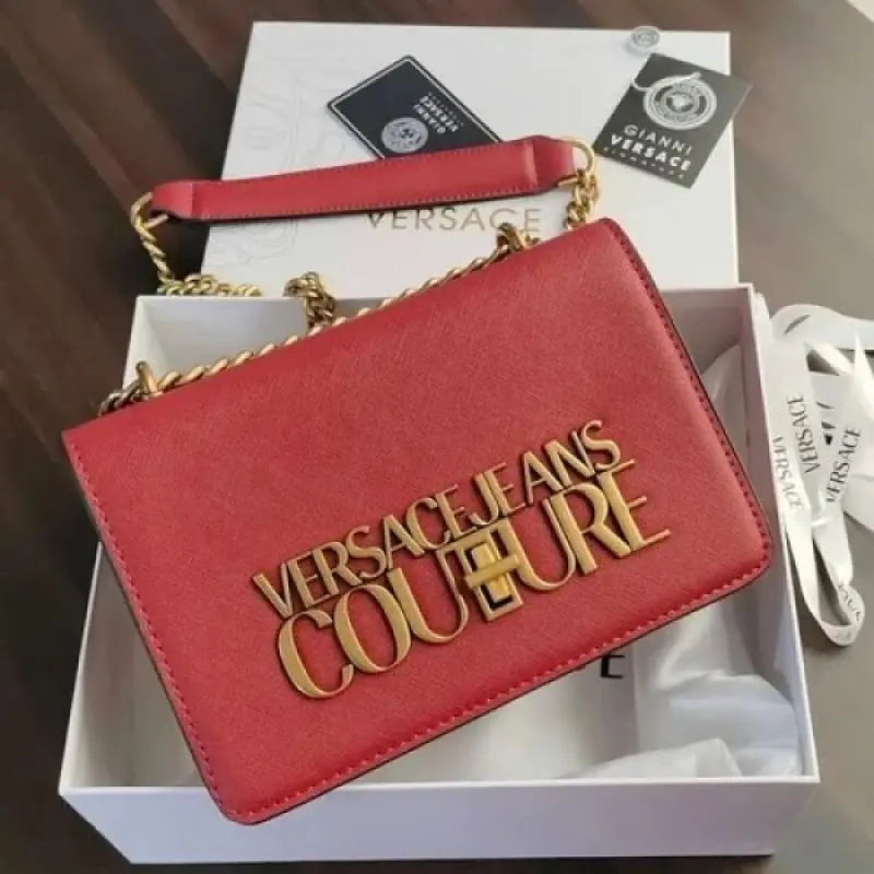 Versace Jeans Couture Saffiano Lock Crossbody Bag With OG Gift Box & Dust Bag (Wine - 525) - Image 2
