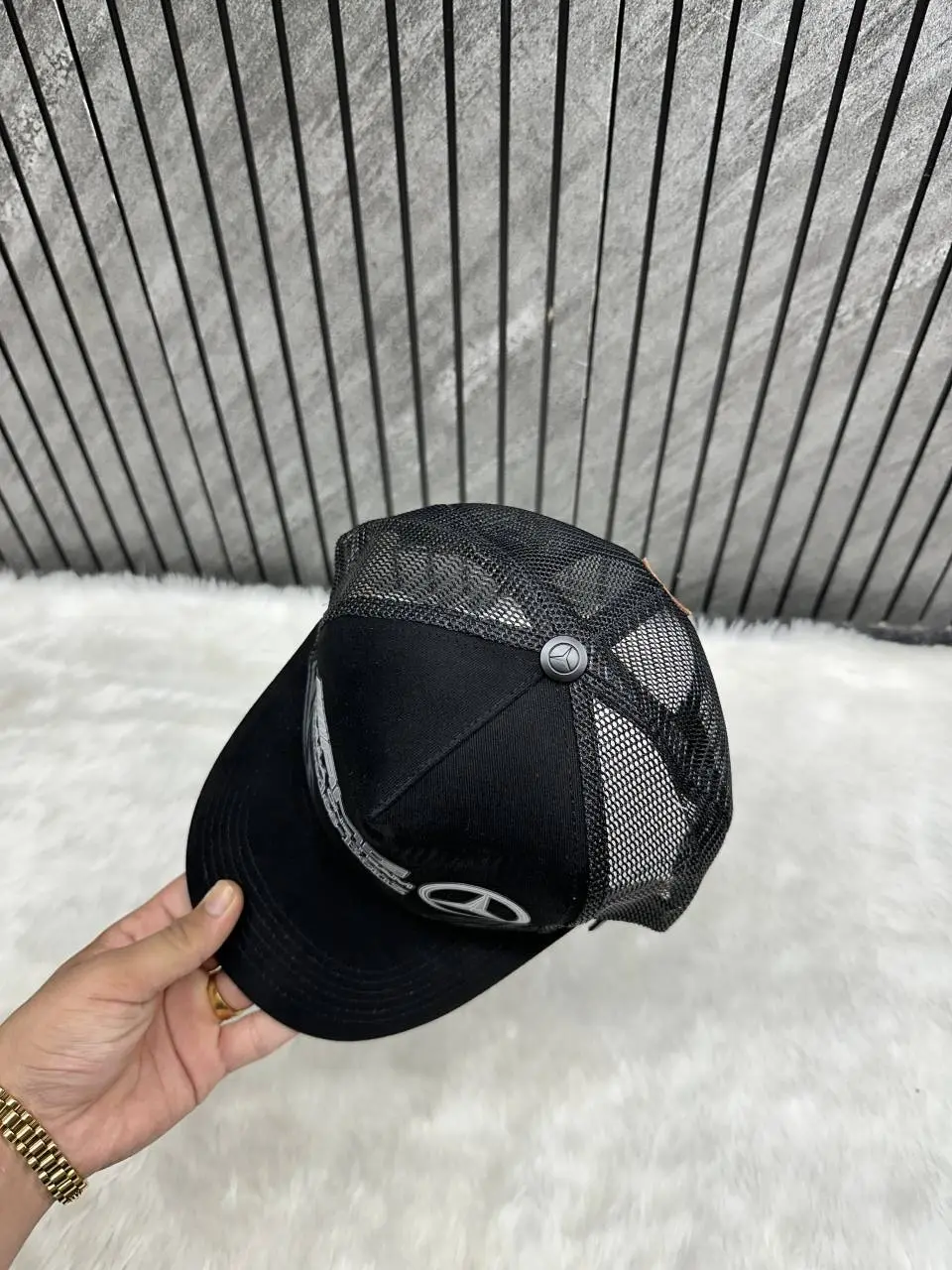 Mercedes Benz Amg Black Front Logo Premium Unisex Trucker Hat - Image 4
