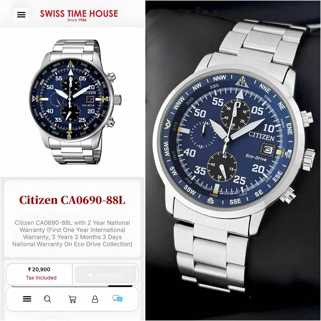 Citizen Mens Eco-Drive Aviator Chronograph - Image 3