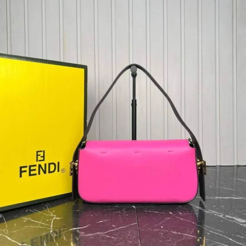 Fendi Baguette Twist Premium Shoulder Crossbody Bag With OG Box & Dust Bag & 2 Belts (Pink-930) - Image 5