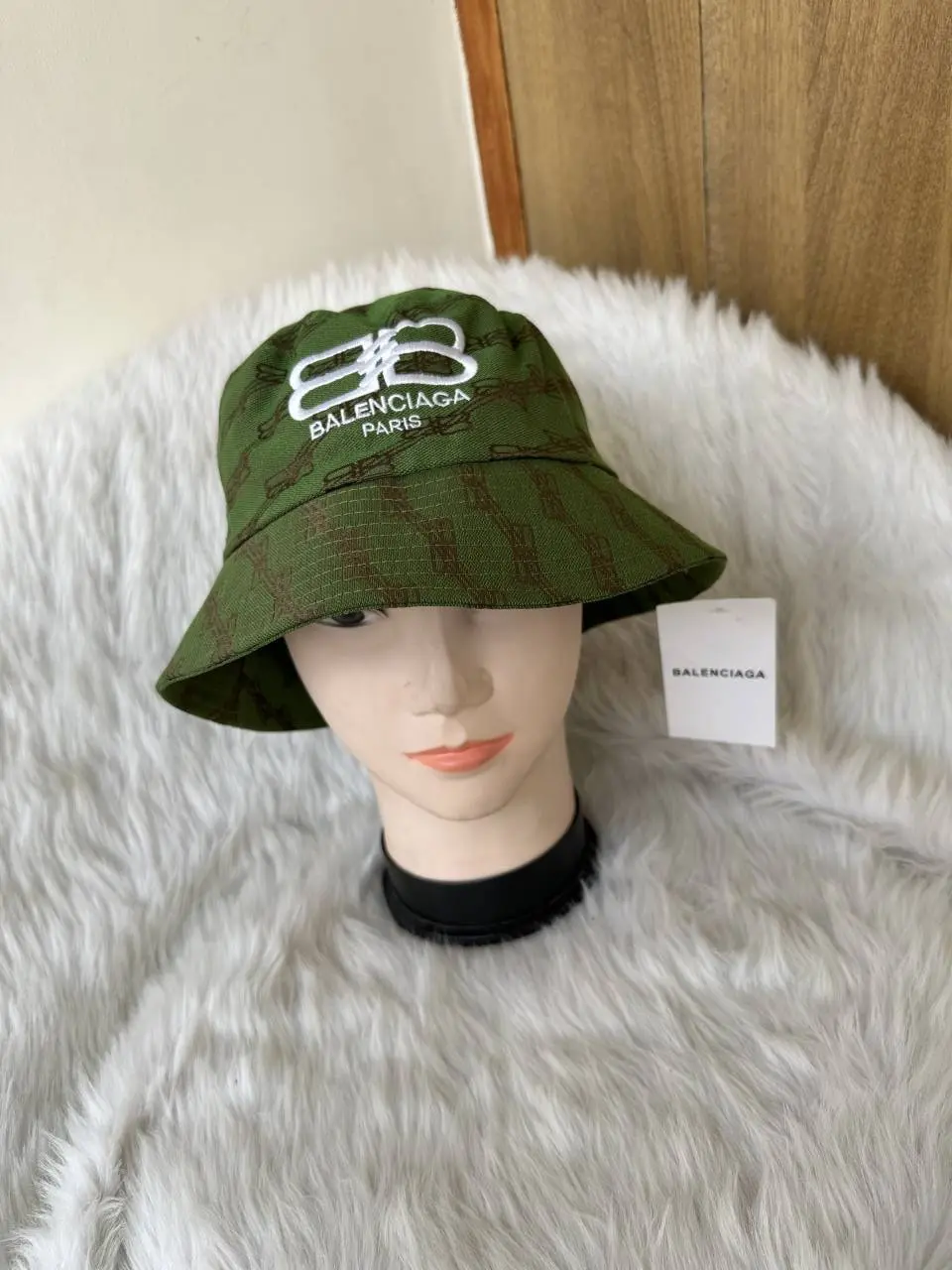 Balenciaga BB Monogram Green Premium Unisex Bucket Hat With Safety Box - Image 2