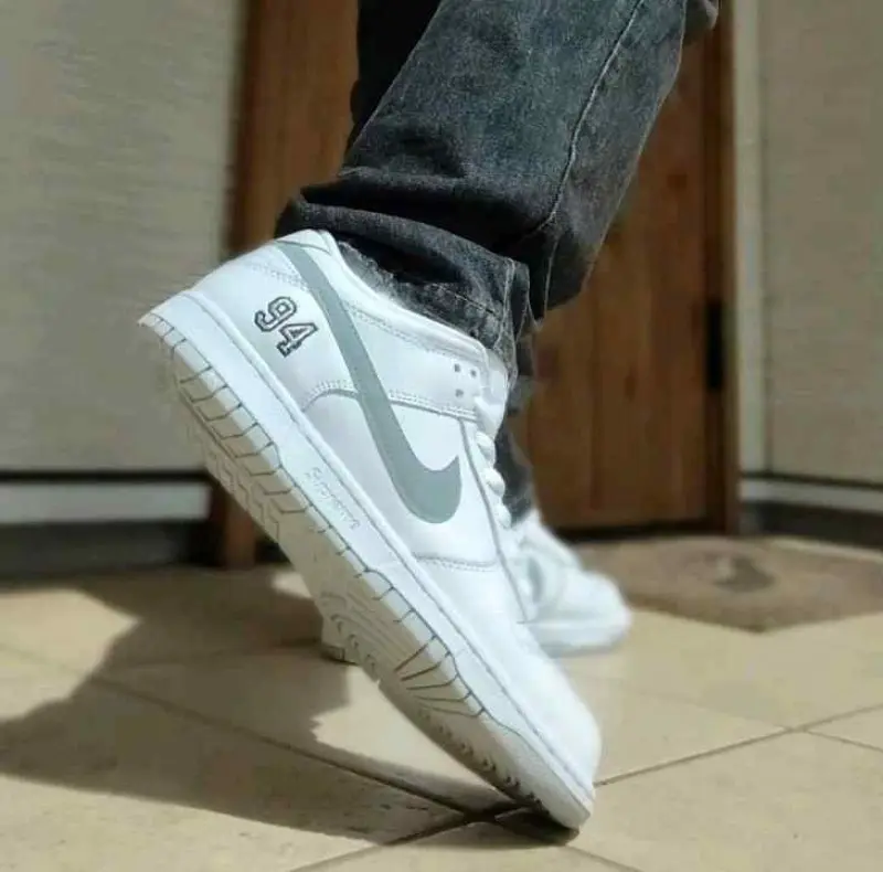Supremee x Nikke SB Dunk Low WhiteMetallic Silver - Image 7