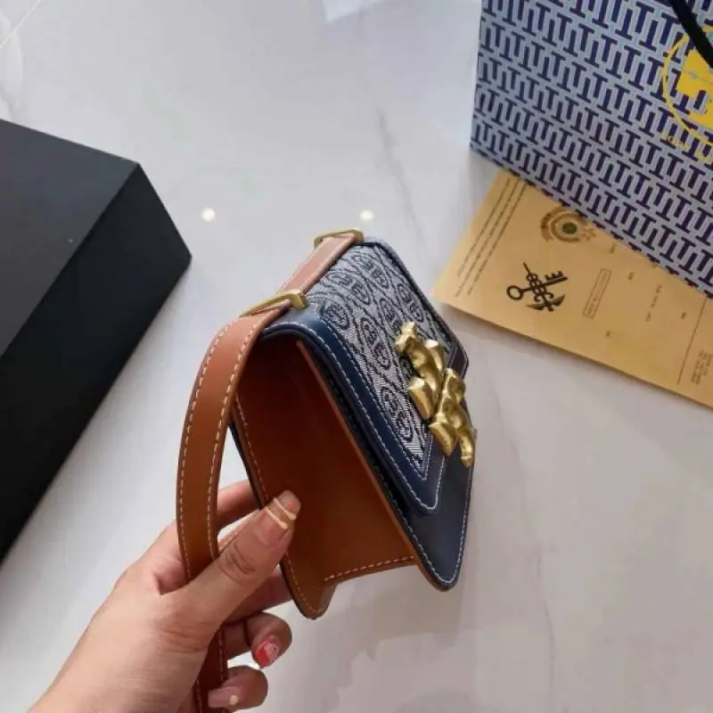Tori Burch Eleanor Premium Quality Shoulder Bag With OG Magnetic Box & Dust Bag (Denim - 826) - Image 8