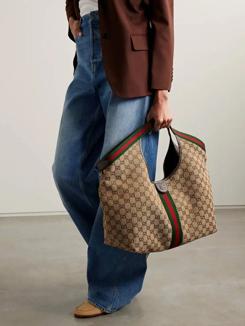 Gucci GG Giglio Supreme Premium Large Tote Bag With Dust Bag (Brown - 1147) - Image 4