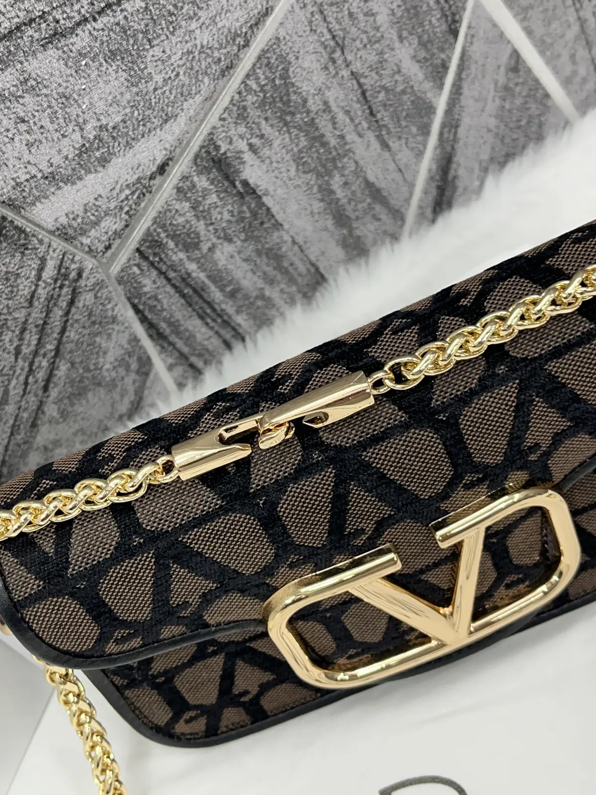 Valentino V Loc Coffee Small Shoulder Bag With OriginalBox - Image 10