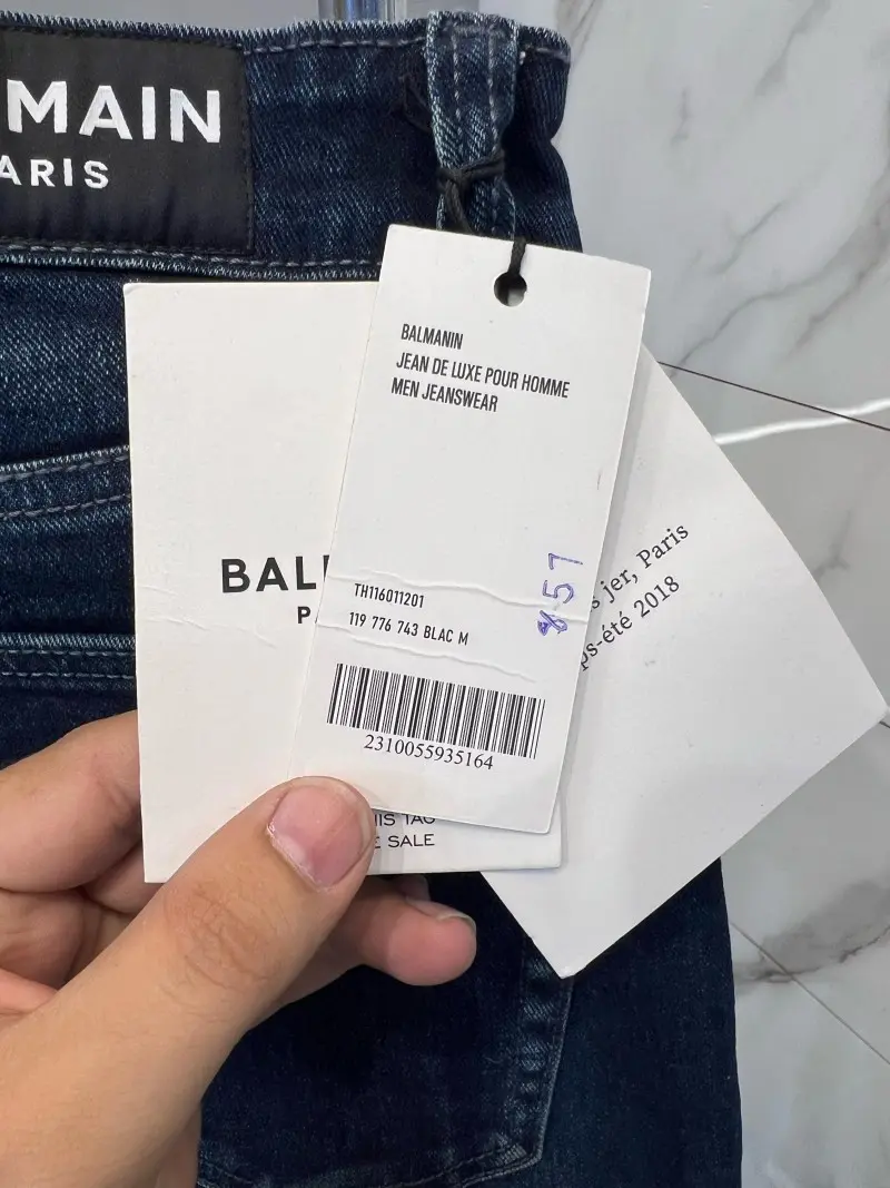 Balmain Premium Plain Straight Fit Denim Blue 857 - Image 4
