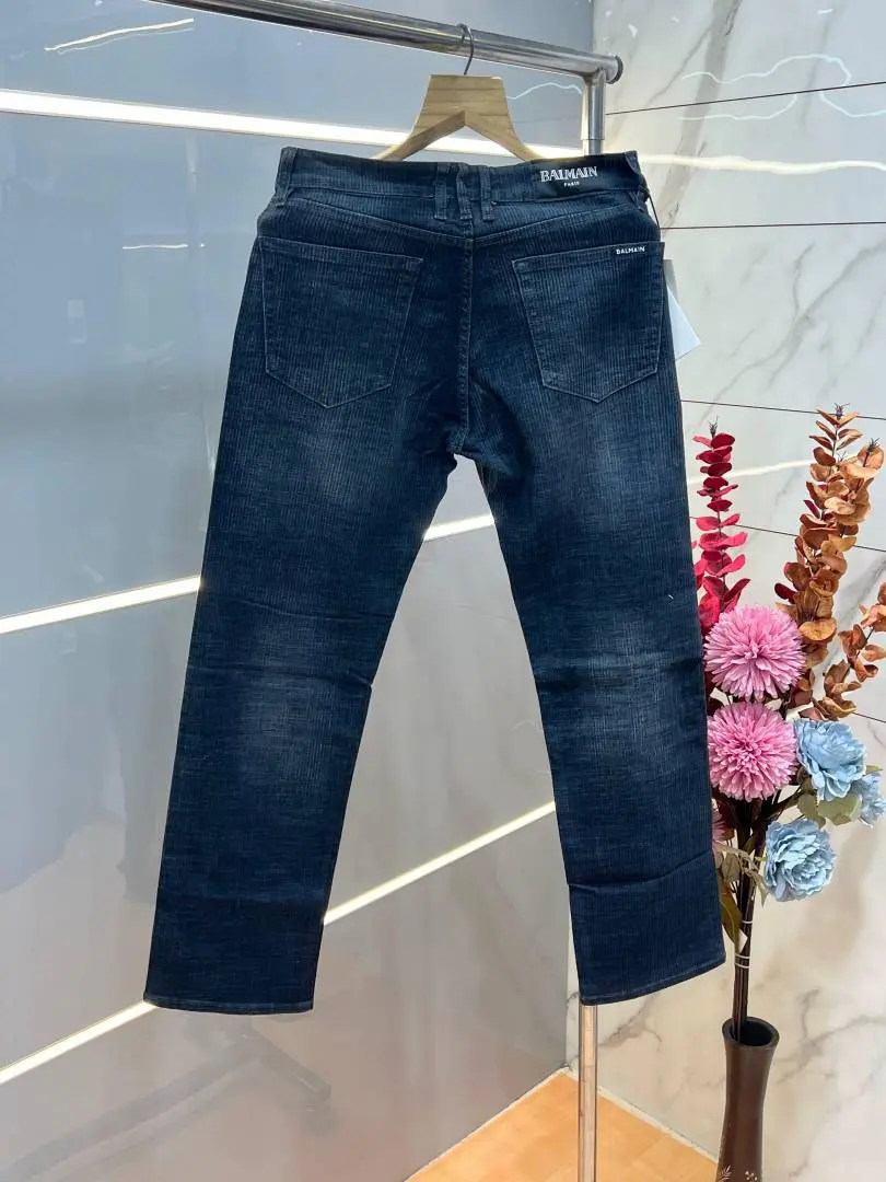 Balmain Paris Blue Shade Straight Fit Premium Imported Stretchable Lycra Fabric Denim with Logo 3687 - Image 3
