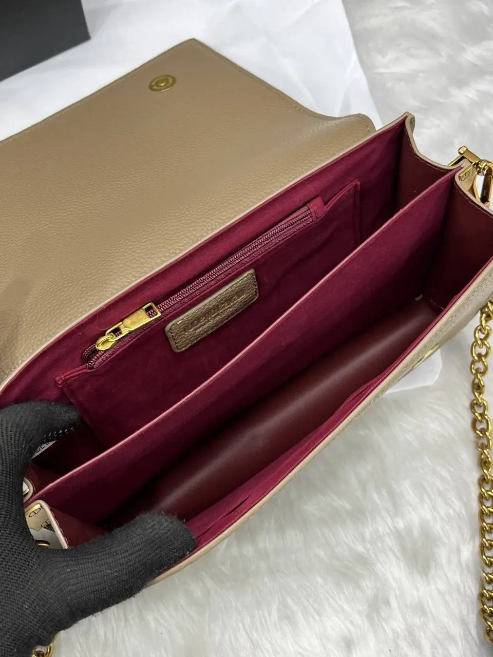 Roberto Cavalli RC Logo Beige Shoulder Sling Bag With Original Box - Image 9