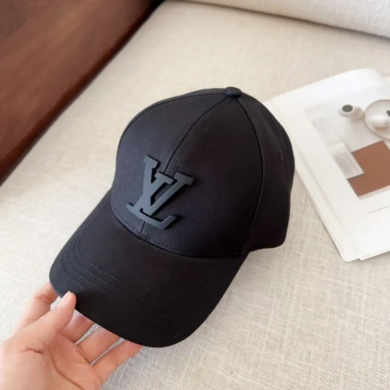 Louis Vuitton Front Logo Embossed Premium Unisex Cap (With Safety Box) (Black) - Image 4
