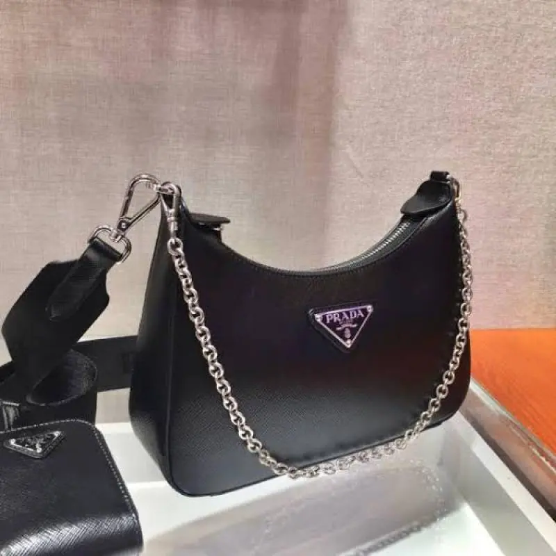 Prada Re-Edition Leather Black-Silver With OriginalBox - Image 5