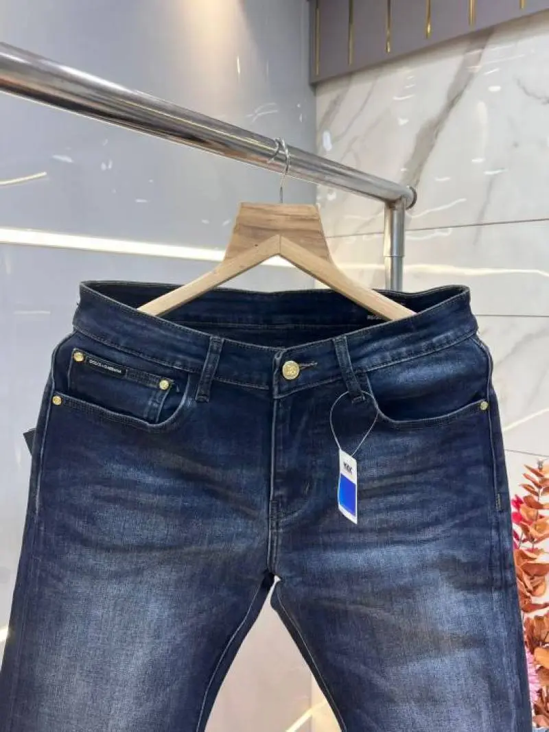 Dolce and gabbana blue shade premium imported stretchable lycra fabric straight fit denim with metal logo 3661 - Image 2