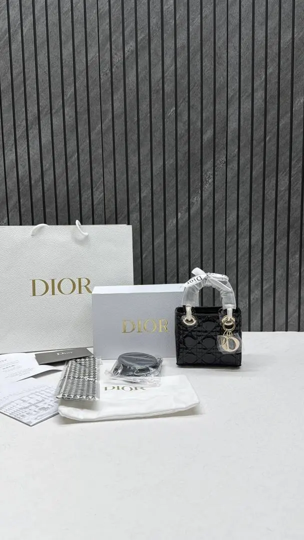 Dior CB Lady Nano Black Patent Leather With Original Box DustCover CarryBag & Ribbon - Image 2