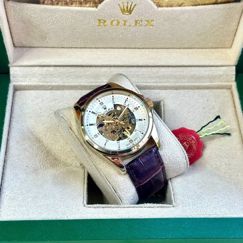 Rolex Automatic leather BrownGold - Image 2