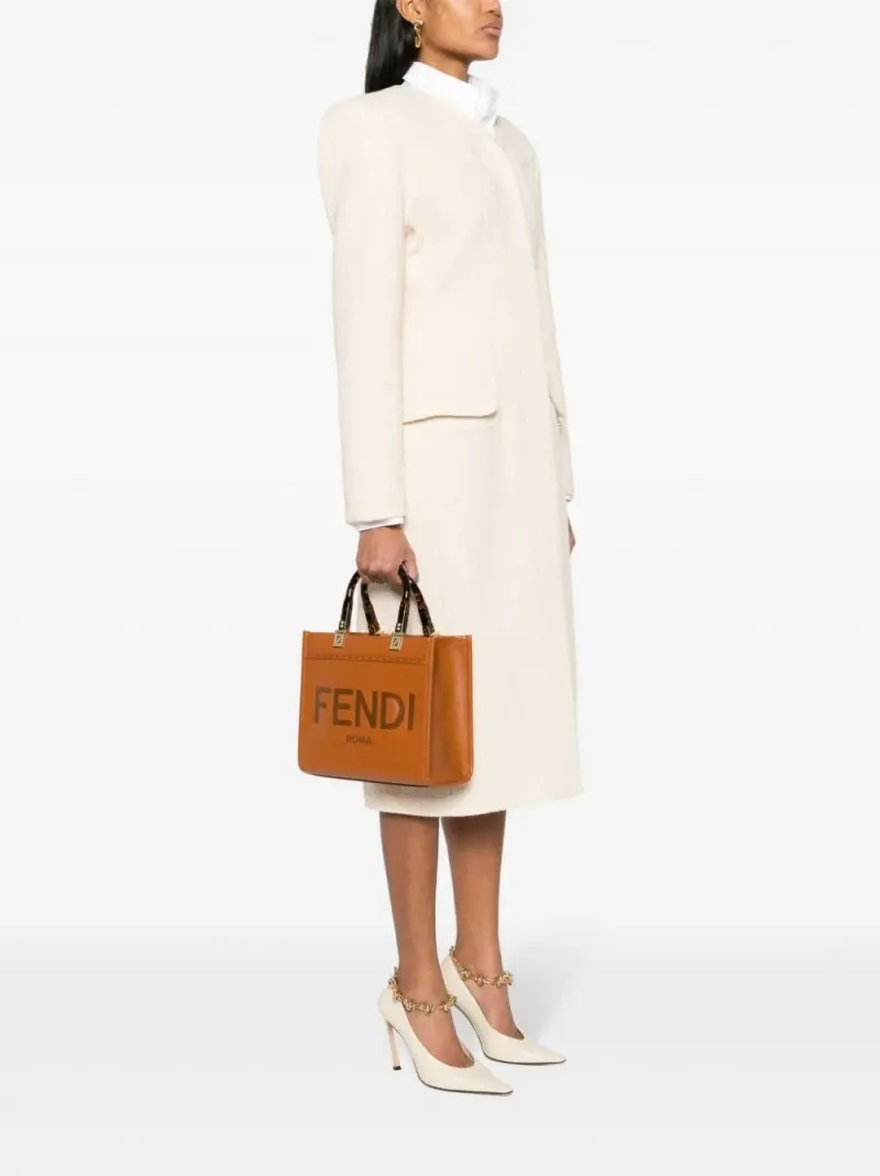 Fendi Roma Sunshine Small Tote Bag With Dust Bag & Shoulder Strap (Brown-982) - Image 2