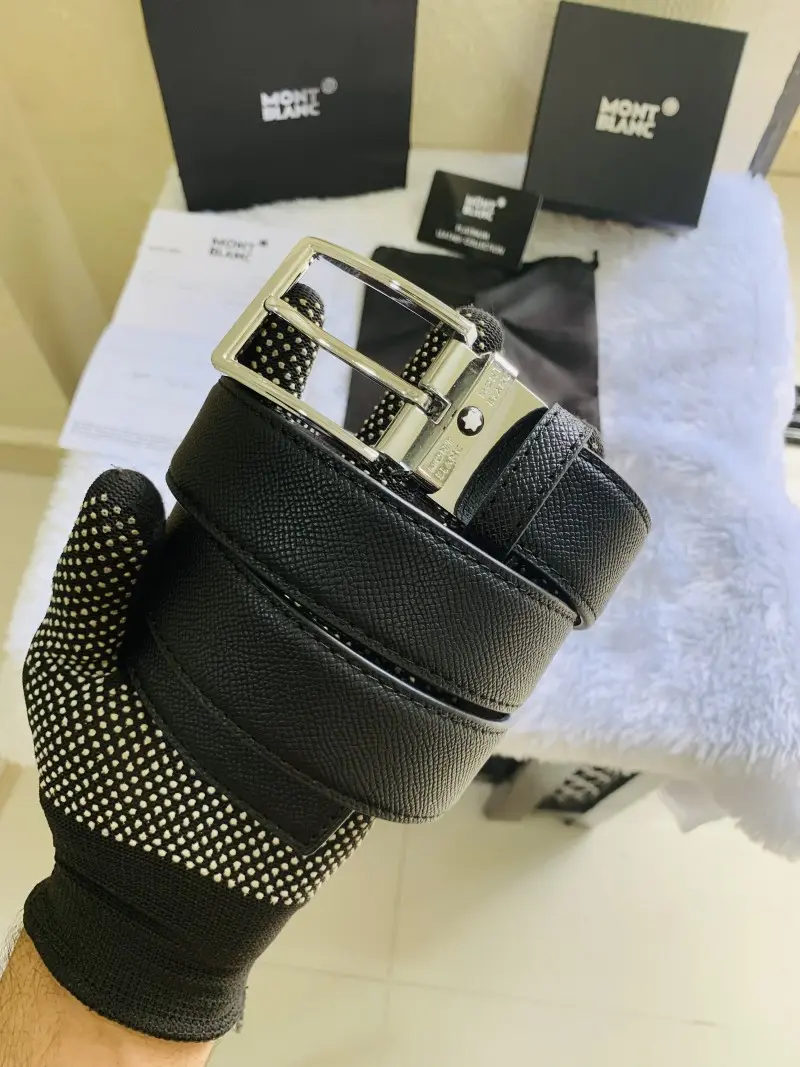15 MONT BLANC SILVER BLACK PREMIUM QUALITY BELT FULL KIT