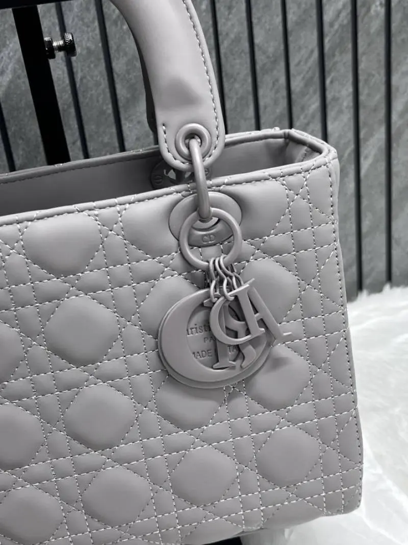 Dior Lady Matte Grey Large Handbag With OriginalBox DustCover - Image 3