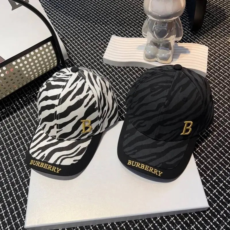 Burberry zebra print front logo black premium unisex Cap With Safety Box - Image 4