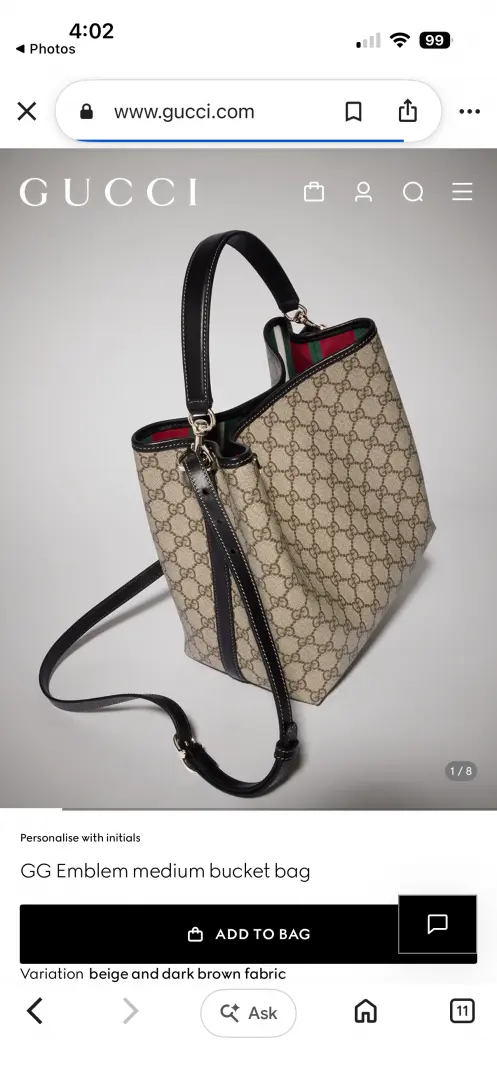 Gucci GG Emblem CB Black-Mono Medium Bucket With Original DustCover & CarryBag